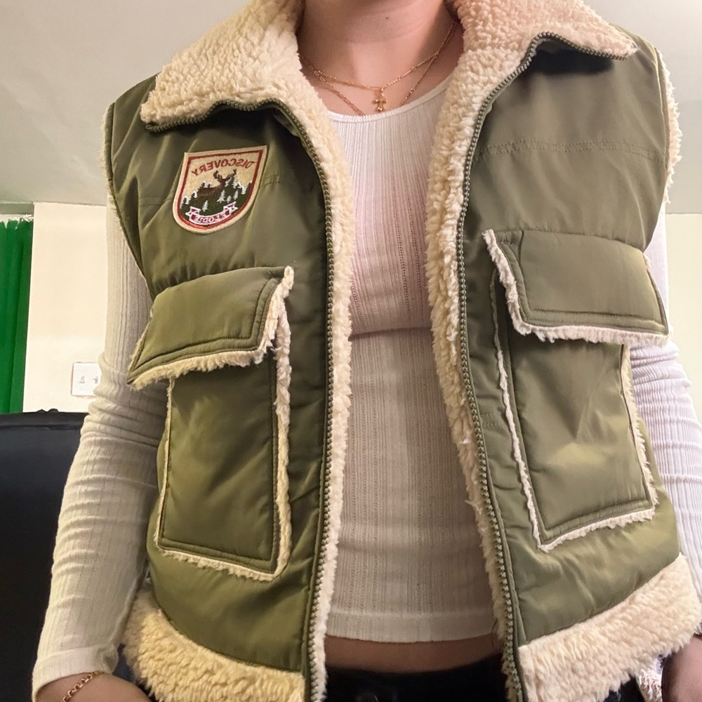 Green Sherpa-Lined Vest